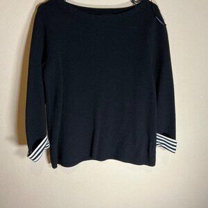 Tahari Women's Black Cardigan, Black with White, Size S